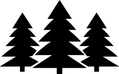 Serene forest scene with three stylized evergreen trees