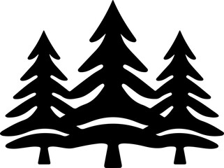 Stylized evergreen trees symbolize nature's enduring beauty and forest tranquility