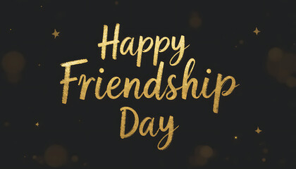 A sparkling golden message saying "Happy Friendship Day" with a dark background, 4K HD image.