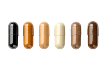 Variety of colorful medicine capsule:  A vibrant array of capsule medicine showcased against a neutral backdrop, symbolizing health, medication, and pharmaceutical diversity.
