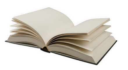 Ai generated image of open book with blank pages isolated on transparent background