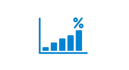 Business growth graph with percentage icon showing upward trend and success