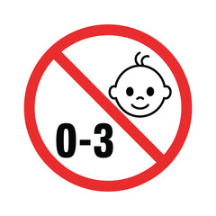 Not for Children 0-3 Warning Sign: Safety Age Restriction Symbol