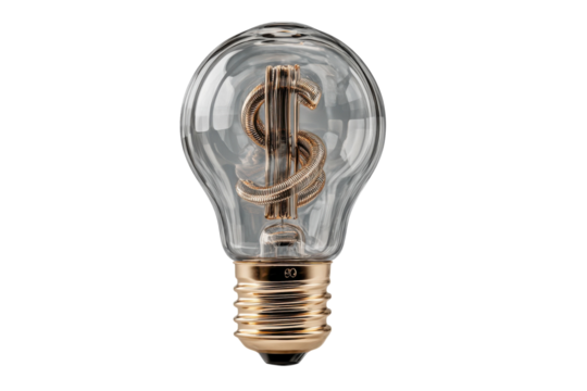 Gold Dollar Sign Filament in Lightbulb Symbolizing Financial Ideas Business Innovation Investment