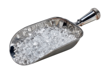 Crushed Ice in Silver Scoop Refreshment Tool Party Celebration Barware Cold Drink Preparation Black