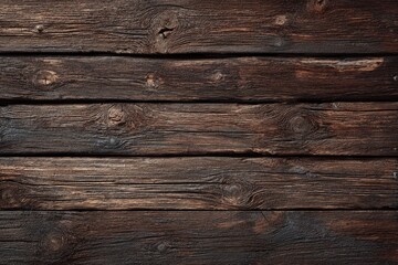Fototapeta premium Dark brown, horizontal wood planks, rustic texture