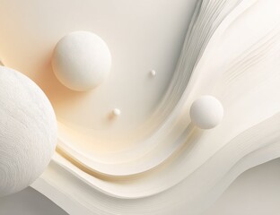 Abstract, 3D composition of soft, flowing shapes in light beige and cream