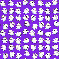 Obraz premium Cute little ghost Halloween, wallpaper, background