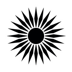 Minimalist Sun Rays Emblem in Radiating Style silhouette Art Vector illustration