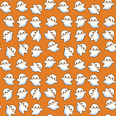 Obraz premium Cute little ghost Halloween, wallpaper, background