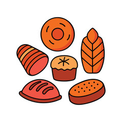 hand drawn bakery items collection