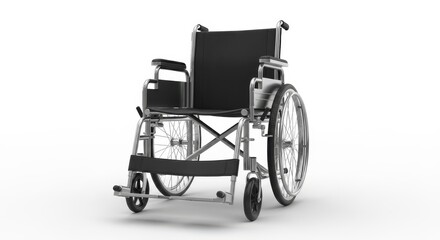 Fototapeta premium Black manual wheelchair isolated on white background