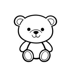 Cute vector illustration of a sweet brown teddy bear with a heart, sitting and smiling