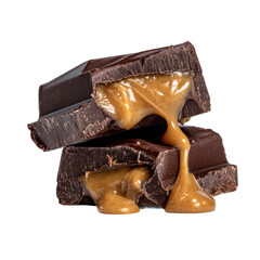 two chunks of chocolate stacked on the top
