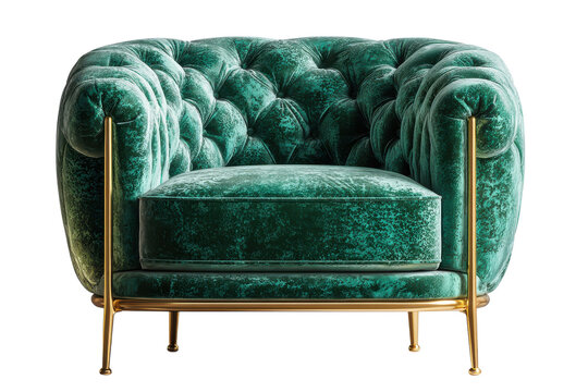 Luxurious Velvet Armchair: Capturing the opulence and comfort of a plush, button-tufted armchair, adorned in rich teal velvet, this image is the embodiment of sophistication and elegant design.