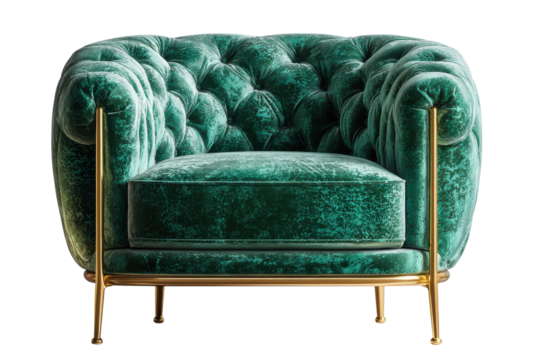 Luxurious Velvet Armchair: Capturing the opulence and comfort of a plush, button-tufted armchair, adorned in rich teal velvet, this image is the embodiment of sophistication and elegant design.
