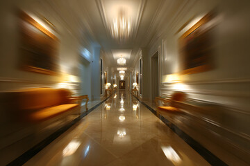 Abstract blurred interior of a hotel lobby for background use