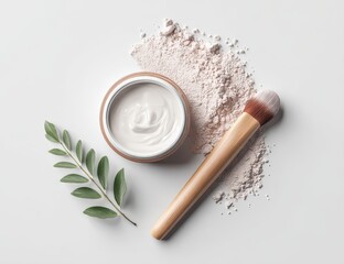 Cream and powder makeup,  natural, beauty