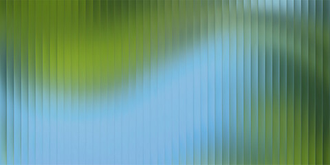 Fototapeta premium Glass corrugated design featuring green blue gradient stripes and vertical patterns. Glossy smooth textures for futuristic wallpaper designs. Minimal abstract reflections or artistic panel for window.