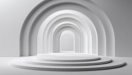 Fototapeta premium White arched stage, layered circles