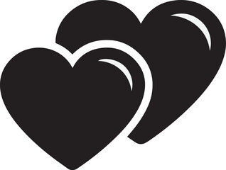 Black Double Heart Flat Vector Icon &ndash; Stylish Minimal Heart Symbol