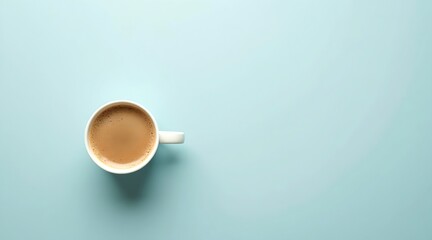 a visually appealing minimalistic flat lay image featuring a single coffee cup positioned in the center of the frame