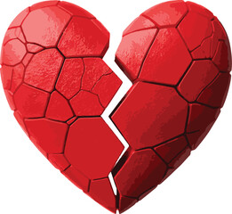 Red Broken Heart Icon &ndash; Isolated Flat Design on White Background