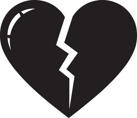 Black Broken Heart Illustration &ndash; Dark Vector Graphic Design Symbolizing Heartbreak & Sadness