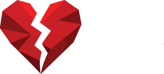 Abstract Broken Heart Symbol &ndash; Geometric Red and Black Digital Art with Sharp Edges