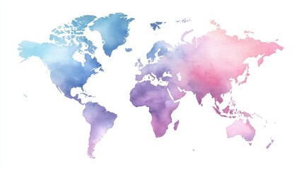 Obraz premium Pastel-toned world map, watercolor style