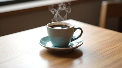 Obraz premium a visually appealing minimalistic flat lay image featuring a single coffee cup positioned in the center of the frame