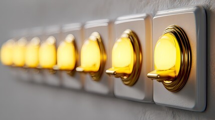 Row of vintage-style light switches