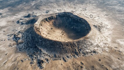 Aerial view of a large volcanic crater