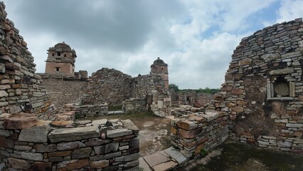 Historic Remains of Rana Kumbha Palace at Chittorgarh Fort in Rajasthan, India