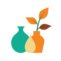 abstract vases with leaves combo