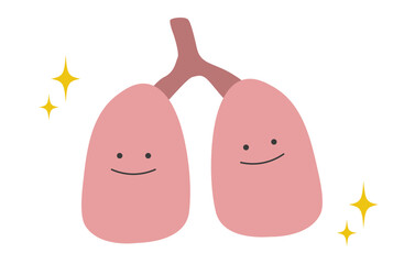 健康そうで元気な肺のキャラクターイラスト