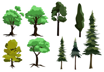 Stylized graphic illustration of a single tree with a trunk and branches rendered in a vibrant color palette