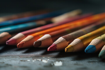 Obraz premium colored pencils on wooden background