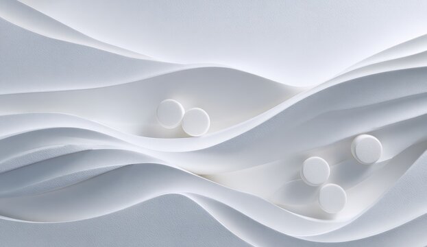 White pills on flowing paper