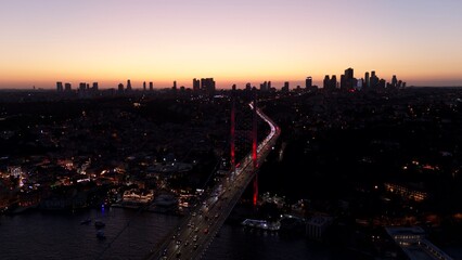 Martyrs Bridge over Bosphorus in the night - Istanbul, Istanbul
City, Turkey.