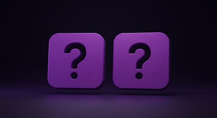 Purple Question Mark Blocks on Dark Background Modern Tech Style