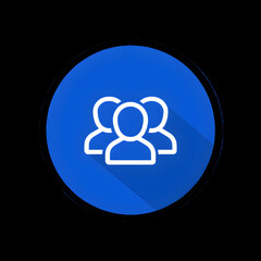 Illustration of a white icon representing a group of people on blue