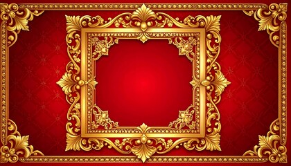 Ornate gold frame on red background