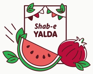 Shab-e-yalda flat illustration, Flat illustration for Yalda Night Festival, Flat Yalda Night illustration