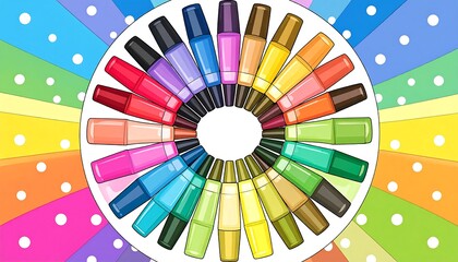 Fototapeta premium Colorful markers in a circle