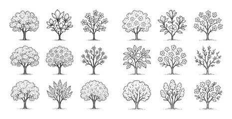 Hand-Drawn Tree Icons
