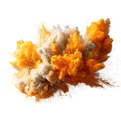 Abstract explosion of orange and grey paint