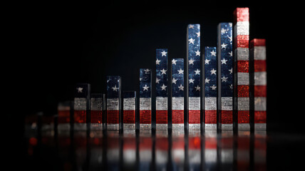 American flag bar graph, financial growth, economic data