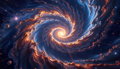Stunning galaxy swirl visualization featuring vibrant hues and intricate patterns, evoking sense of wonder and cosmic beauty