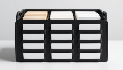 Organized index card carousel with blank cards, perfect for note taking and categorizing information. practical tool for efficient organization